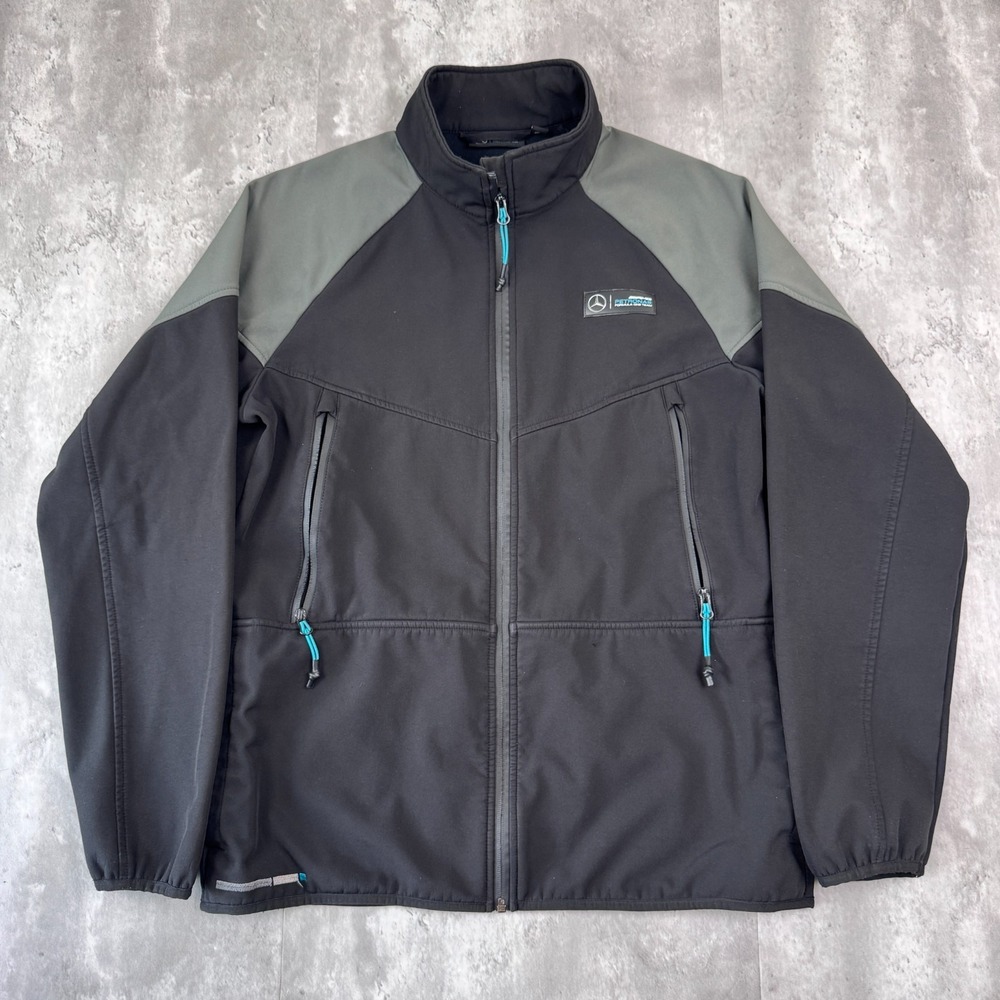 Mercedes AMG Petronas F1 Team Jacket Mens Large Black Softshell Racing Formula 1